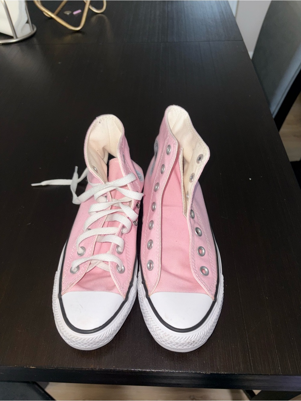Converse Pink High-Top Sneakers- one lace only